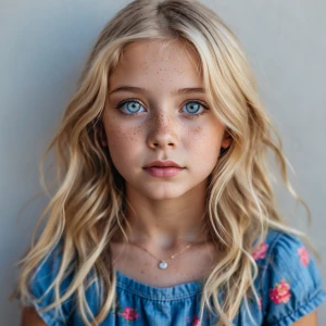 Girls with blonde hair blue eyes and with freckles