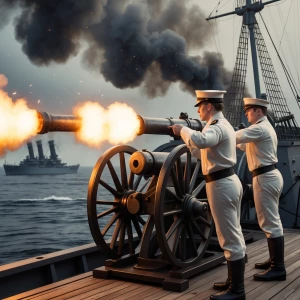 British sailors firing cannons – “British sailors firing large c...