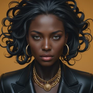 A major hyper realistic image of a black lady who depict one wit...