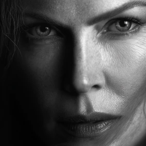 Ultra realistic big close-up portrait of Nicole Kidman, cinemati...