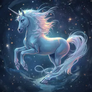 A luminous ethereal centaur creature, with delicate features and...