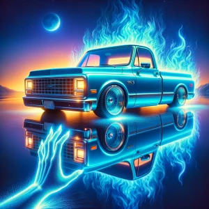 A classic chrome candy cyan blue   1983 C10 truck short whell ba...