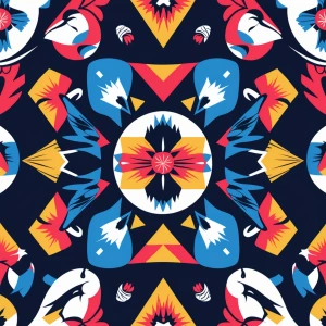 Modern Vietnamese fusion bandana pattern, inspired by Dong Son m...