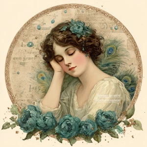 Print-ready shabby-chic round medallion, diameter ~4.5–5 in, 300...