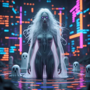 In a realm of digital decadence, a divine ghastly virtual influe...