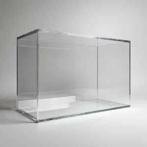 Studioansicht einer farblosen, transparenten Acrylglasvitrine (5...