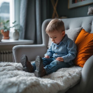 Сидит мальчик на лавочке и грустит