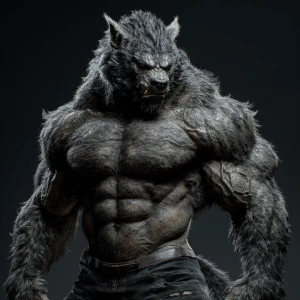 Lycan hairymuscles showing off full body view