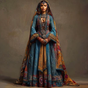 Full body portrait Indian supermodel in a Arabian dress