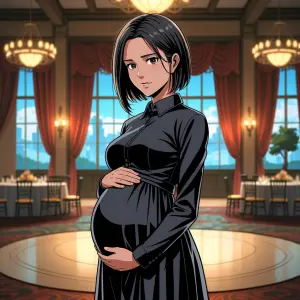 Hange zoe from Attack on titan shes pregnant and wearing a black...