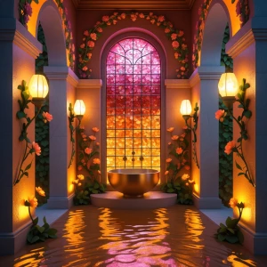 Generate an image of "Bathroom 1 — Amber Bloom Washroom": Step i...