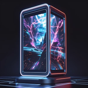 A dazzling ultra-modern digital artifact, pulsating with a kalei...