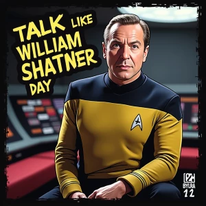 Banner states
“Talk Like William Shatner Day
March 22”
(Comic st...
