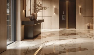ultra-realistic photo of a modern luxury flat entrance lobby, el...