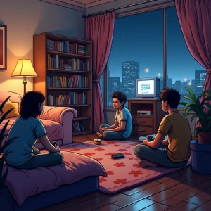 Transport yourself into a cozy 1990s bedroom during a Friday nig...