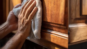 Capture the intimate scene of hands meticulously cleaning a sing...