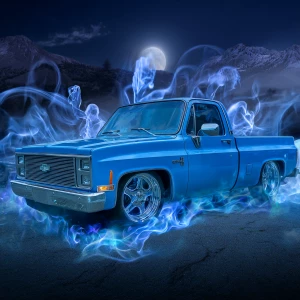 A classic chrome candy cyan blue   1983 C10 truck short whell ba...