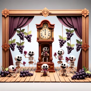 When the clock strikes one, the skeletons eat grapes make it a p...