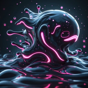 A densely shadowed, pulsating amoeba blob creature oozes with my...