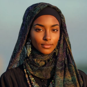 Beautiful young Muslim woman with a serene expression