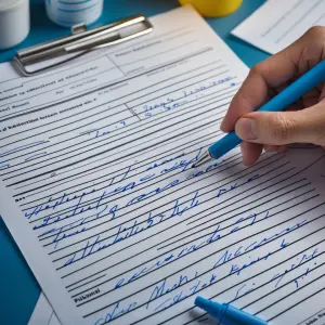 Create a image of hand written medical documents that patients a...