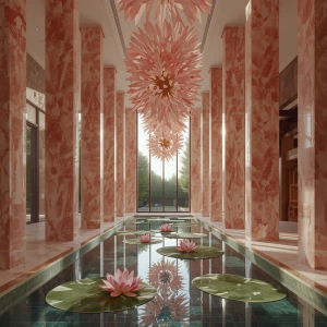 Grand Entry Hall – The Bloom Gate
“Tall pink-onyx columns, suspe...