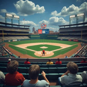 Pov of going to a baseball game in the 1970s