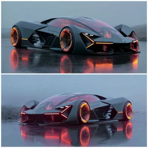 Generate an image of a futuristic vehicle with a stunning design...