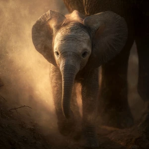 A baby African elephant named Ember, just born next to his mothe...