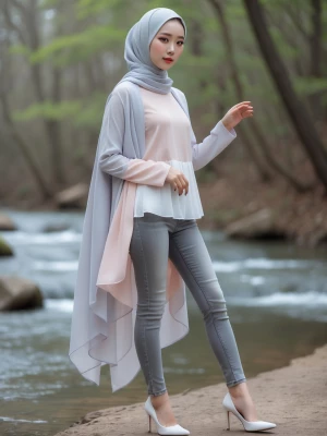 Generate an image of a young 20-year-old woman with delicate Kor...