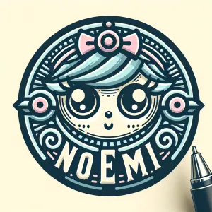 Create a logo with detailed font spelling out the name "NOEMI"....