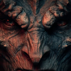 Demonic, hideous face close up