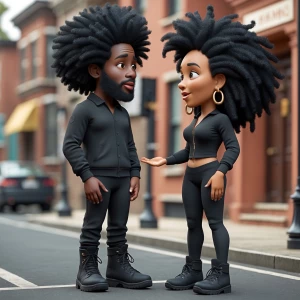 3d cartoon image of a african American man with Afro hairstyle d...