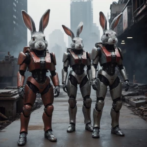 "A wide cinematic shot from a live-action 1990s sci-fi movie. Tw...