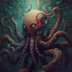 In the chilling depths of an unfathomable AI dream, an eldritch...