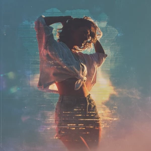 electronic music album cover with a girl dancing