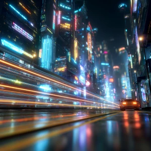 Create a high-quality digital image showcasing a futuristic city...