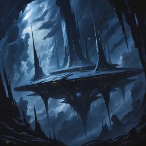 In the depths of a cimmerian cosmos, a mesmerizing space habitat...