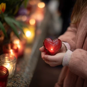 Heart image to show respect for children shot at Annunciation Ca...