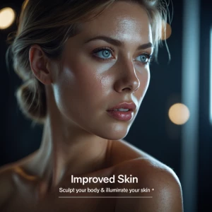 improved skin. Add a tagline at the bottom, such as 'Sculpt your...