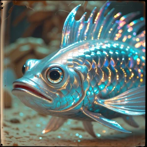 In the faded hues of an analog photograph, a shimmering zealous...