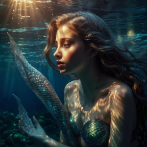 In the ethereal depths of a watercolor painting, a hauntingly be...
