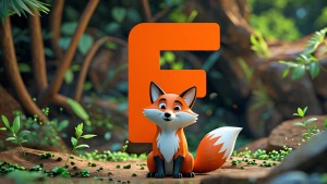 "A vibrant cartoon-style illustration of the letter F in bold or...