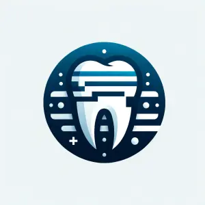 Apple logo style, infusing it with dental symbolism for a creati...