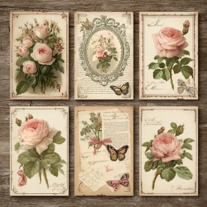 Victorian Mauve Rose Ephemera – 6 Cards (Antique Roses)
Print-r...