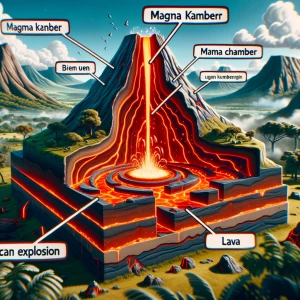 Beschreibe den vulkan, woher kommt lava, warum explodiert den vu...