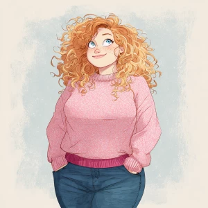 A tall white woman with a thicker body build with thick thighs,...