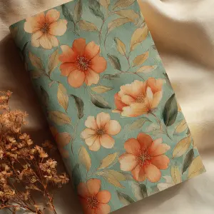 printable background paper, dreamy boho summer floral pattern wi...