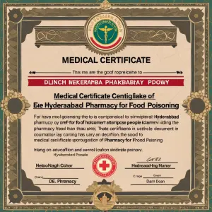 Medical certificate of Hyderabad Pharmacy for food poisoning