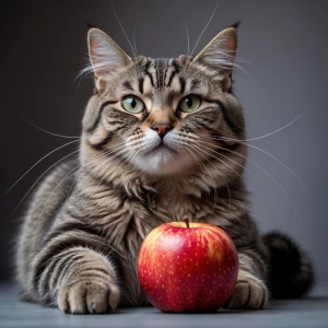 Generate an image of a cat sitting in a relaxed position with a...